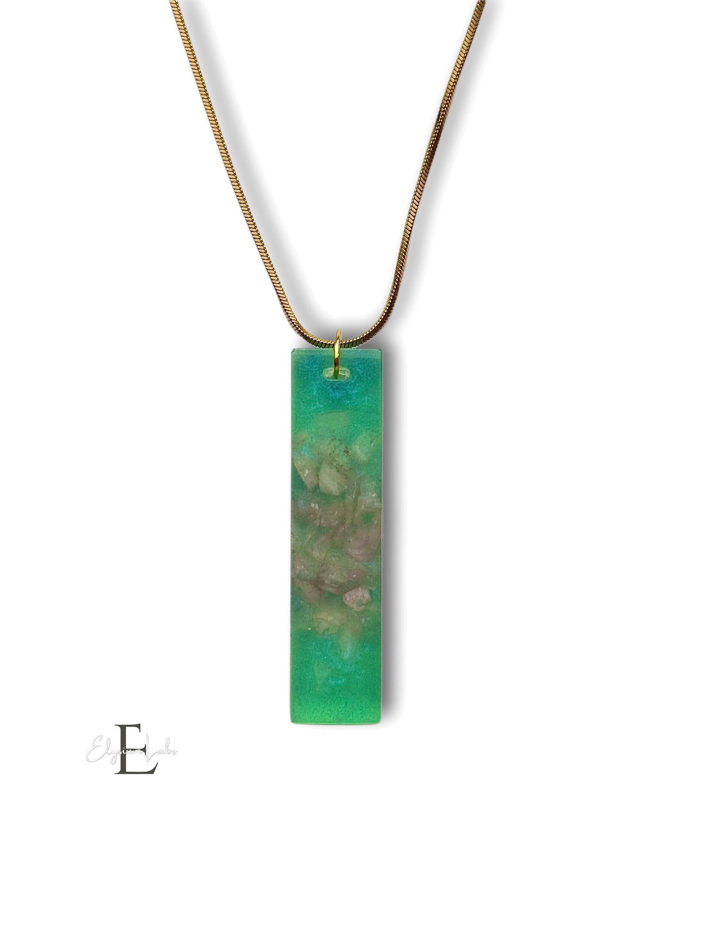Aurora Sparkle – Rose Quartz Resin Pendant